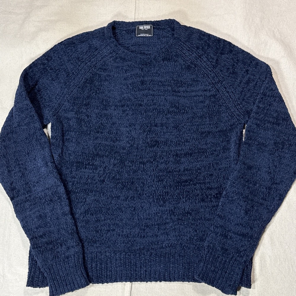 Todd Snyder Men's Navy Blue Channel Cotton‎ Cashmere Crewneck Sz Medium NWOT